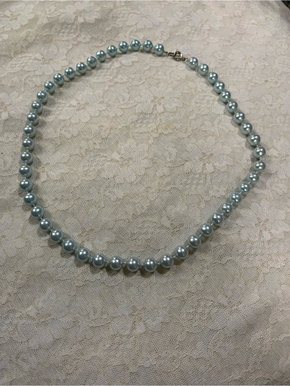 Light Blue Pearl Bead Necklace - Women Jewelry